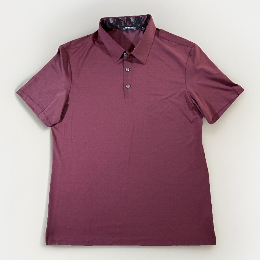 7 Diamonds Men’s Short Sleeve Performance Polo Maroon Size M